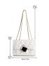 Quilted Square Bag Mini Flap White