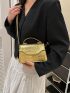 Mini Crocodile Embossed Square Bag Gold Funky