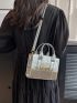 Mini Square Bag Metallic Pattern Double Handle