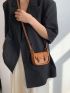 Mini Messenger Bag Buckle Decor Solid Color