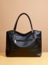Large Shoulder Tote Bag Black With Bag Charm