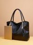 Large Shoulder Tote Bag Black With Bag Charm