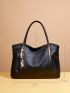 Large Shoulder Tote Bag Black With Bag Charm