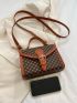 Mini Square Bag Geometric Pattern Buckle Decor Top Handle