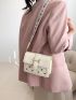Mini Square Bag Heart Pattern Flap For Daily