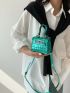 Mini Flap Square Bag Metallic Crocodile Embossed Funky
