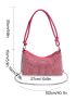 Medium Hobo Bag Studded Decor Pink