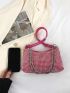 Medium Hobo Bag Studded Decor Pink