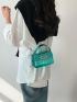 Mini Flap Square Bag Crocodile Embossed Metallic Funky
