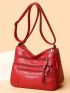 Women's Multi-Zipper Shoulder Bag, Versatile Solid Color Crossbody Bag