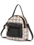 Mini Plaid Pattern Studded Decor Satchel Bag