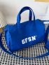 Letter Graphic Travel Bag Double Handle Nylon