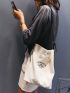 Shoulder Bag Printed Canvas Shopping Bag Crossbody Purse Stylish Tote Handbag For Women