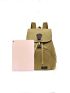 Patch Decor Flap Backpack Drawstring Design Medium