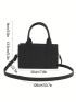 Litchi Embossed Square Bag Mini Double Handle Green