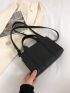 Litchi Embossed Square Bag Mini Double Handle Green