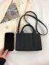 Litchi Embossed Square Bag Mini Double Handle Green