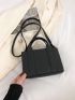 Litchi Embossed Square Bag Mini Double Handle Green