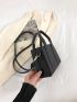 Litchi Embossed Square Bag Mini Double Handle Green