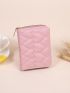 Heart Quilted Small Wallet Trifold Zipper Pink