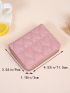 Heart Quilted Small Wallet Trifold Zipper Pink
