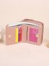 Heart Quilted Small Wallet Trifold Zipper Pink