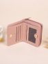 Heart Quilted Small Wallet Trifold Zipper Pink