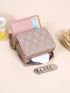 Geometric Pattern Small Wallet Trifold Khaki