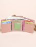 Geometric Pattern Small Wallet Trifold Khaki