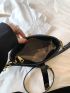Quilted Pattern Bucket Bag Turn Lock Black