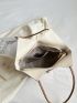 Large Shoulder Tote Bag Button Decor Elegant