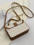 Small Flap Square Bag Geometric Pattern Metal Decor Elegant