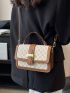 Small Flap Square Bag Geometric Pattern Metal Decor Elegant
