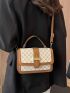Small Flap Square Bag Geometric Pattern Metal Decor Elegant