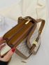 Small Flap Square Bag Geometric Pattern Metal Decor Elegant