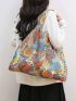 Oversized Shopper Bag Floral Graphic Foldable
