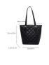 Quilted Shoulder Tote Bag Colorblock Buckle Decor For Work