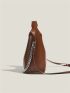 Brown Bucket Bag Chain Decor Top Handle For Work