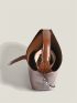 Brown Bucket Bag Chain Decor Top Handle For Work