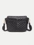 Chevron Square Bag Black Adjustable Strap With Coin Purse For Daily