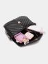 Chevron Square Bag Black Adjustable Strap With Coin Purse For Daily