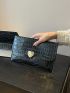 Crocodile Embossed Envelope Bag Black Metal Decor For Daily