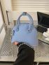 Mini Litchi Embossed Dome Bag Baby Blue Double Handle For Daily