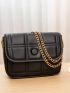 Quilted Square Bag Small Flap Black