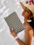 Chevron Straw Bag Zipper Vacation