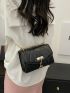 Quilted Square Bag Mini Flap Black