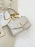 Quilted Square Bag Mini Flap White
