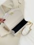 Quilted Square Bag Mini Flap White