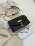 Quilted Square Bag Mini Flap Black