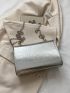 Crocodile Embossed Square Bag Small Sliver